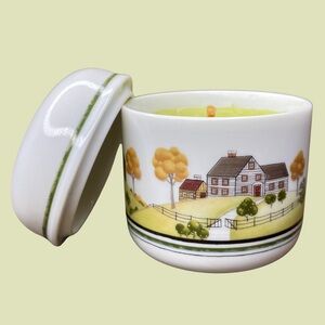 Estee Lauder Porcelain Candle Jar Vintage 1978 Country Houses White
